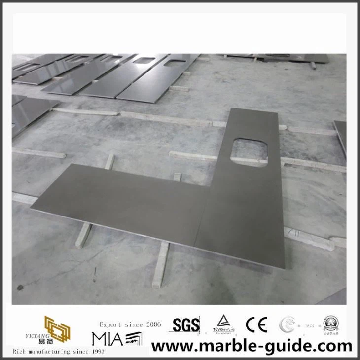 China Gray Quartz Kitchen Countertops With Cheap Cost