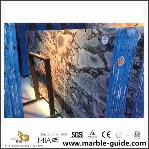 Competitive Price Natural Silver Blue Marble Slab Cut To Size Building Project Material