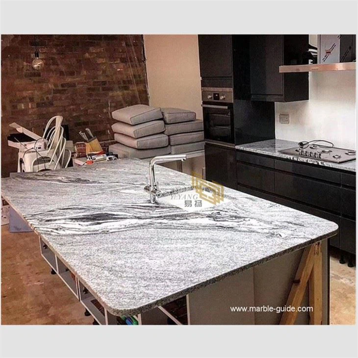 Gray Blue Granite Countertop Kitchen Island
